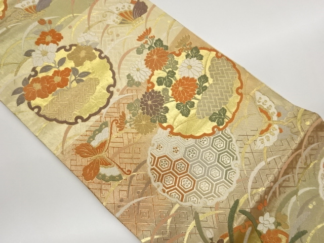 JAPANESE KIMONO / SAGA NISHIKI SNOW-WREATH / FLOWERS / BUTTERFLIES / C